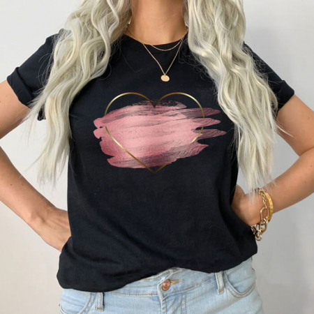 Femei - Tricou Dama Negru Colorful Heart