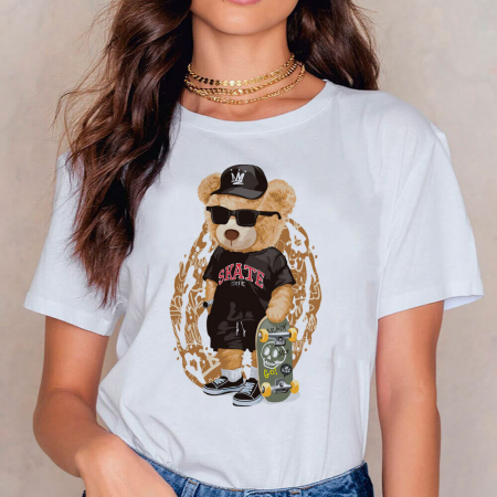 Tricouri Teddy - Tricou Dama Alb King of skate