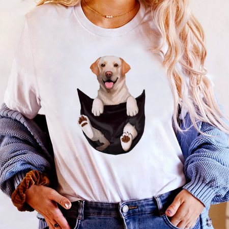 Tricouri Caini - Tricou Dama Alb Labrador