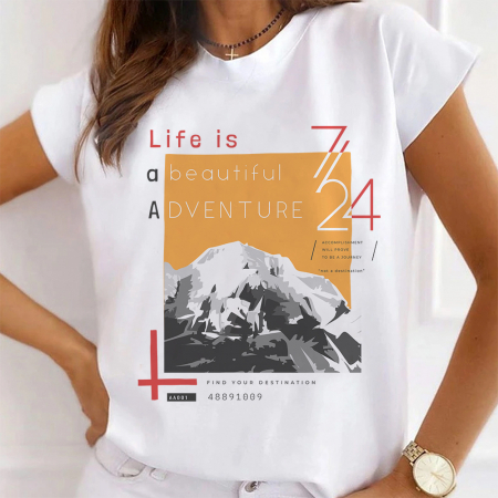 Femei - Tricou Dama Alb Life Is A Beautiful Adventure