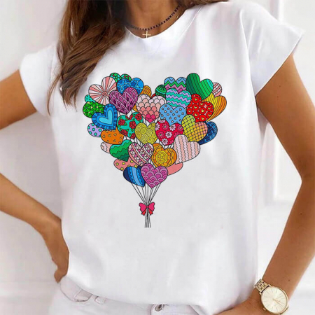 Tricouri Love - Tricou Dama Alb Love Balloons