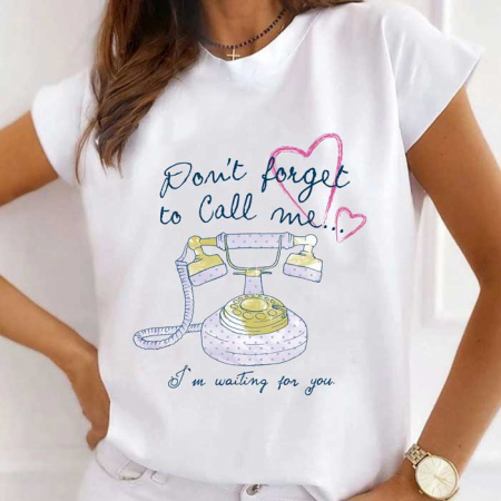 Tricouri Love - Tricou Dama Alb Call Me