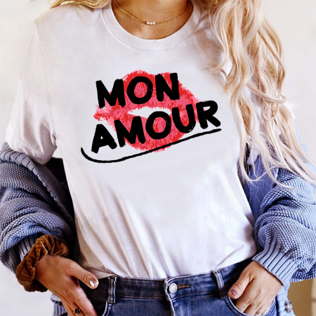 Tricouri Lips - Tricou Dama Alb Mon Amour
