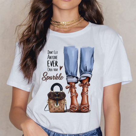 Tricouri Fashion - Tricou Dama Alb Sparkle All Day