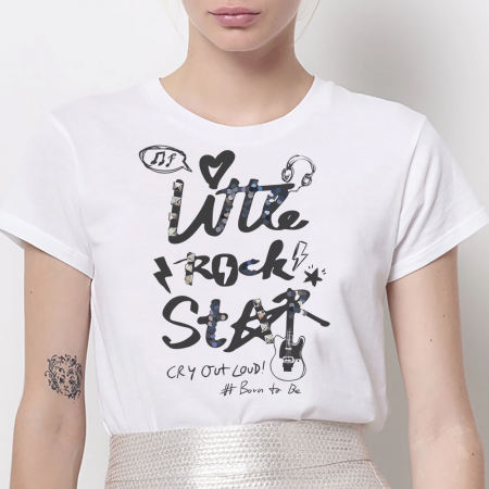 Femei - Tricou Dama Alb Little Rock Star
