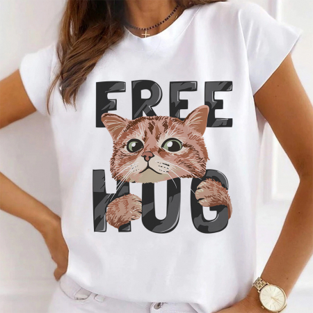 Femei - Tricou Dama Alb Free Hugs