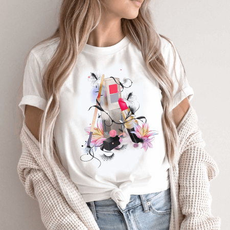Tricouri Beauty - Tricou Dama Alb Makeup World