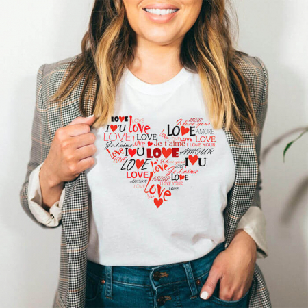 Tricouri Love - Tricou Dama Alb Love Heart