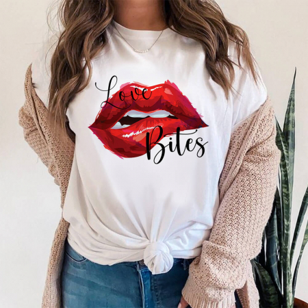 Tricouri Lips - Tricou Dama Alb Love Bites