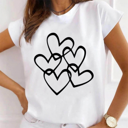 Tricouri Love - Tricou Dama Alb Multiple Hearts