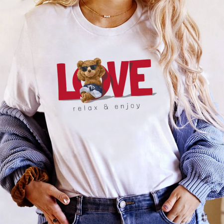 Tricouri Love - Tricou Dama Alb Love Relax And Enjoy