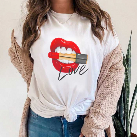 Tricouri Lips - Tricou Dama Alb Love Lips