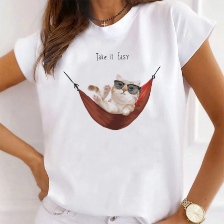 Tricouri Love - Tricou Dama Alb Take It Easy