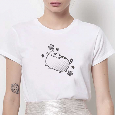 Femei - Tricou Dama Alb Pusheen Retro