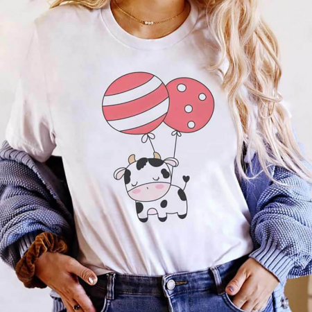 Femei - Tricou Dama Alb Flying Cow