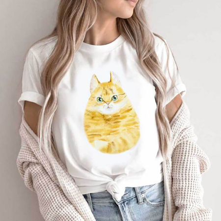 Femei - Tricou Dama Alb Tiger Cat
