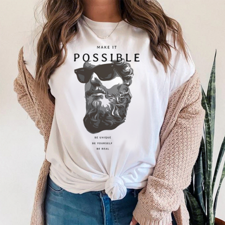 Femei - Tricou Dama Alb Make It Possible