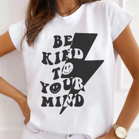 Tricouri Diverse - Tricou Dama Alb Be Kind To Your Mind