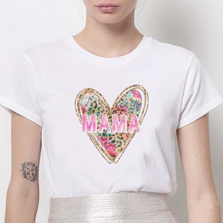 Tricouri Mom - Tricou Dama Alb Mama Heart