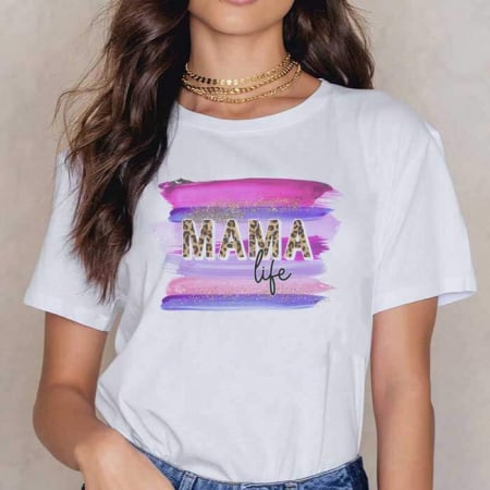 Tricouri Mom - Tricou Dama Alb Mama Life