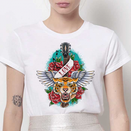 Tricouri Tattoo - Tricou Dama Alb Tiger Love