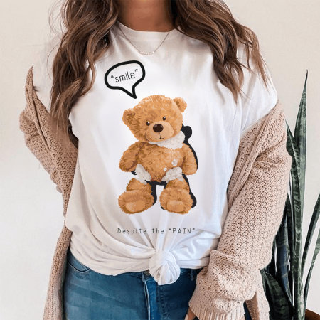 Tricouri Teddy - Tricou Dama Alb Smile Despite The Pain