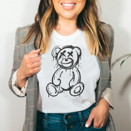 Tricouri Teddy - Tricou Dama Alb Smile Bear
