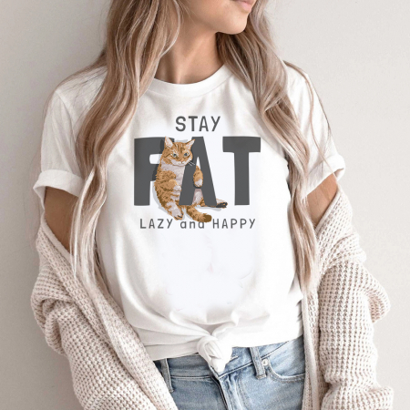 Femei - Tricou Dama Alb Stay Fat