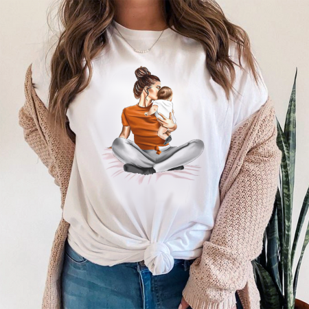 Tricouri Mom - Tricou Dama Alb Mom And Baby Boy