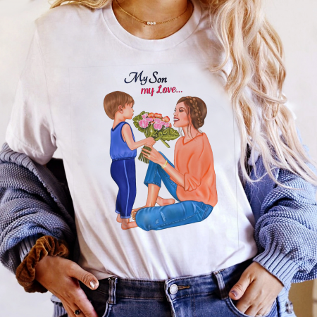 Tricouri Mom - Tricou Dama Alb My Son My Love