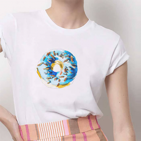 Tricouri Diverse - Tricou Dama Alb Blue Donut