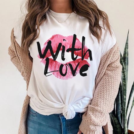 Tricouri Lips - Tricou Dama Alb With Love