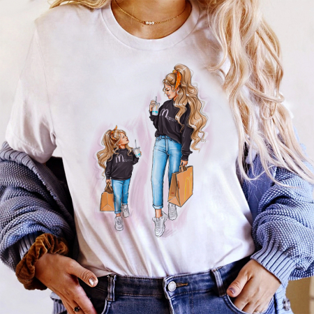 Tricouri Mom - Tricou Dama Alb Mother And Daughter
