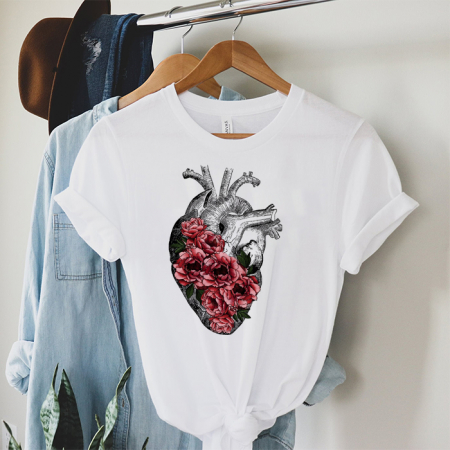 Femei - Tricou Dama Alb Natural Heart