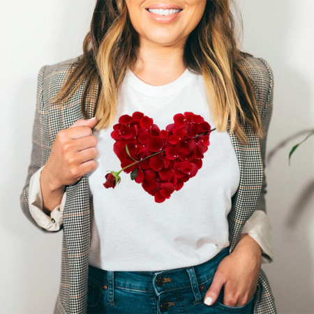 Tricouri Love - Tricou Dama Alb Love Roses