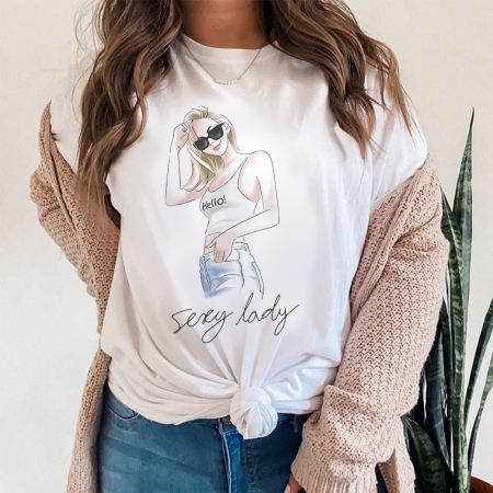 Tricouri Diverse - Tricou Dama Alb Sexy Lady