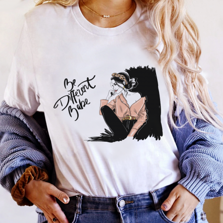 Femei - Tricou Dama Alb Be Different Babe