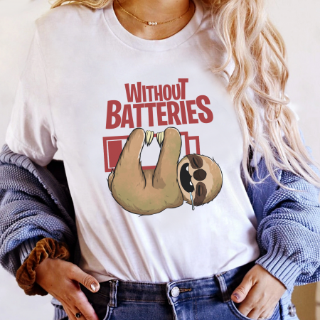 Femei - Tricou Dama Alb Lazy Battery