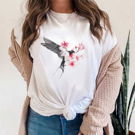 Femei - Tricou Dama Alb Spring Birdie