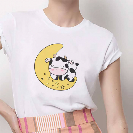Femei - Tricou Dama Alb Sleepy Cow