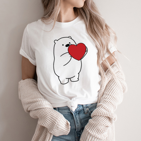 Tricouri Valentine's Day - Tricou Dama Alb Polar Bear Heart