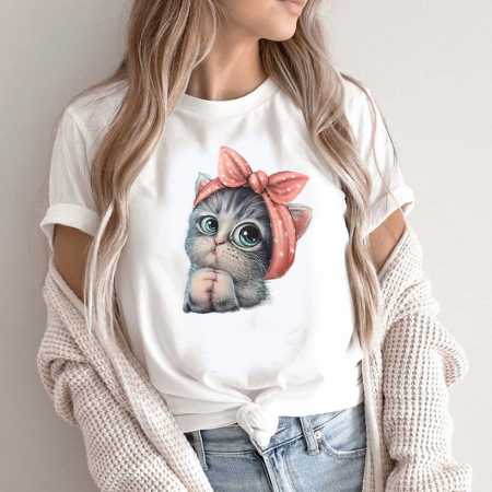 Femei - Tricou Dama Alb Sweet Paws