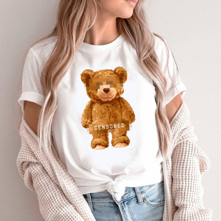 Tricouri Teddy - Tricou Dama Alb Censored bear