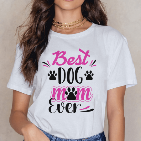 Tricouri Caini - Tricou Dama Alb Best Dog Mom Ever