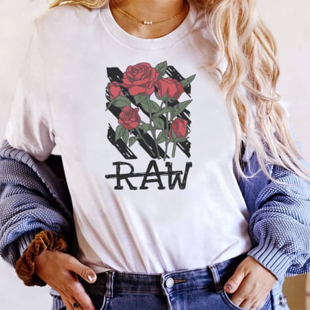 Tricouri Flori - Tricou Dama Alb Raw