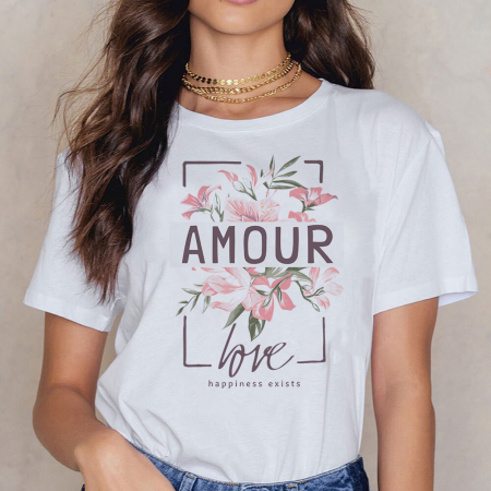 Femei - Tricou Dama Alb Amour