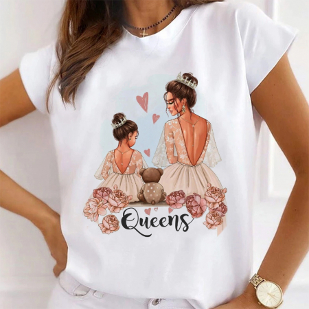 Tricouri Mom - Tricou Dama Alb Queens