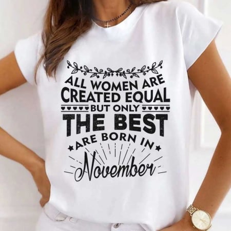 Femei - Tricou Dama Alb Born In November