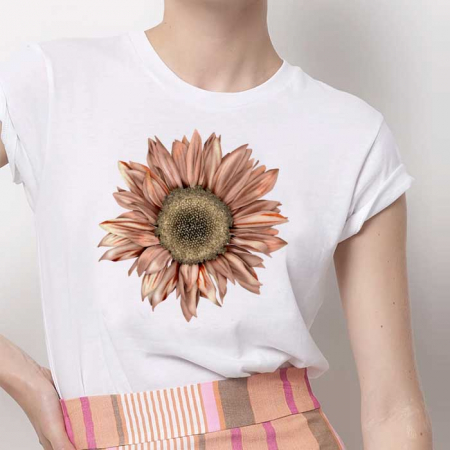Tricouri Flori - Tricou Dama Alb Sunflower