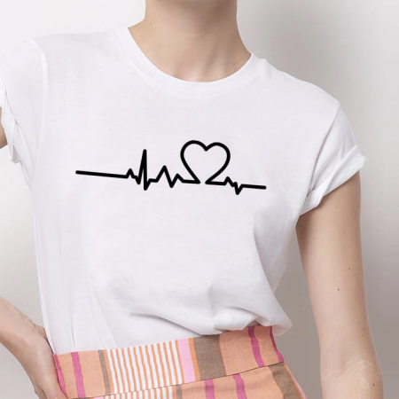 Femei - Tricou Dama Alb Heartbeat